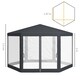image 3 of Outsunny 4M Hexagon Gazebo, Netting Party Tent, Patio Canopy Outdoor Event Shelter for Activities, Shade Resistant, Dark Grey