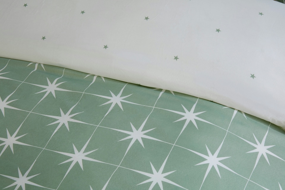image 1 of Northern Stars Microfibre Complete Duvet Set with Pillowcase and Fitted Sheet | Green | Double | 1