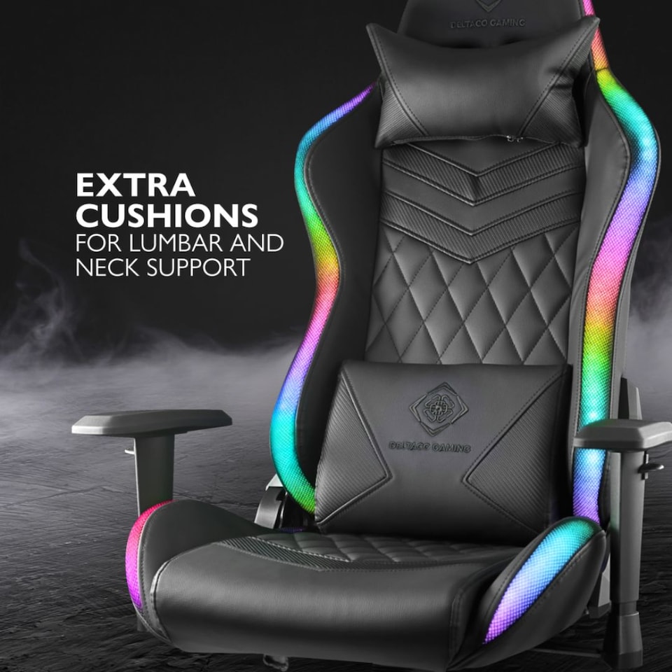 image 1 of Deltaco Gaming DC410 RGB Gaming Chair with RGB Lighting - Black