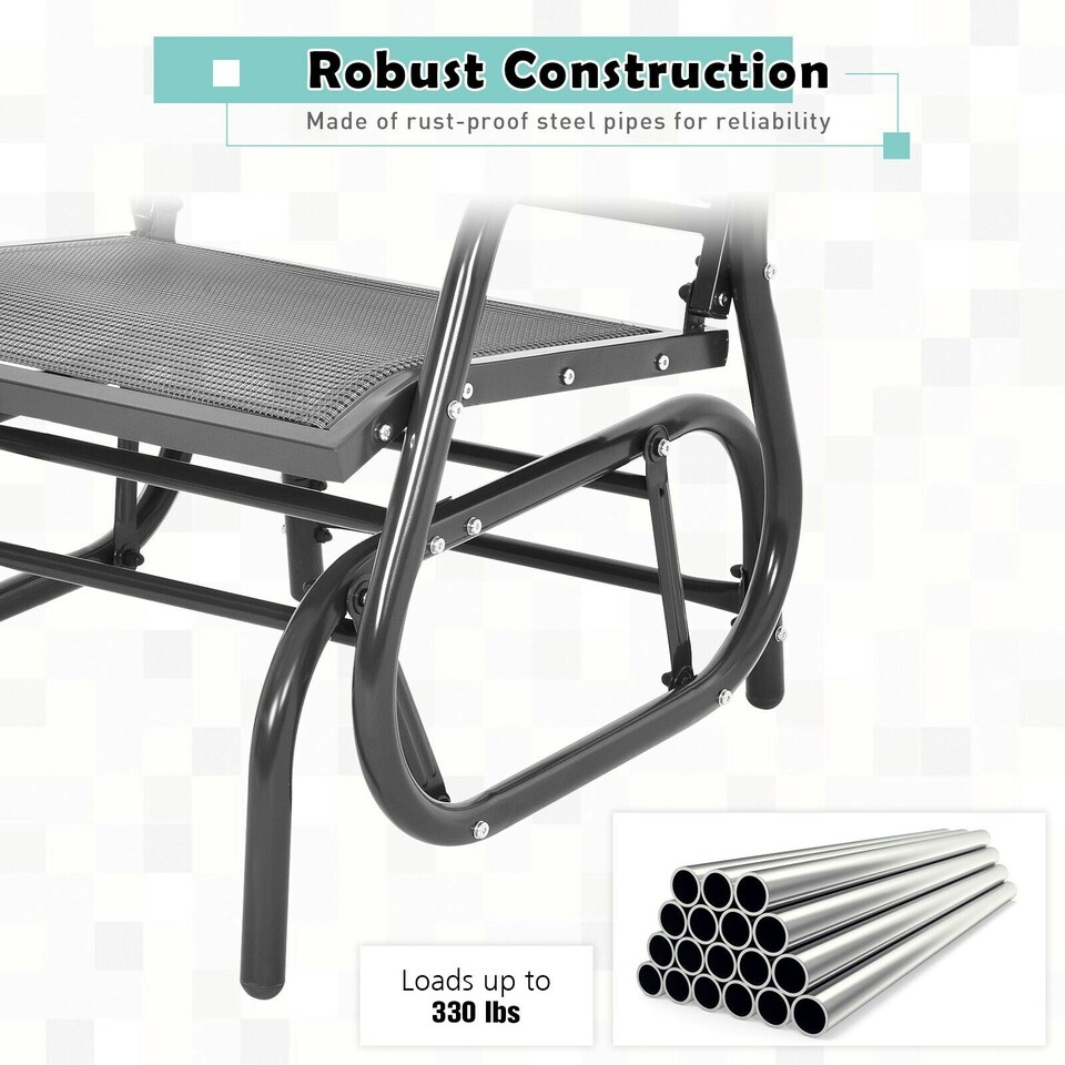 image 1 of COSTWAY Garden Glider Chair Swing Rocking Chair Grey Grey