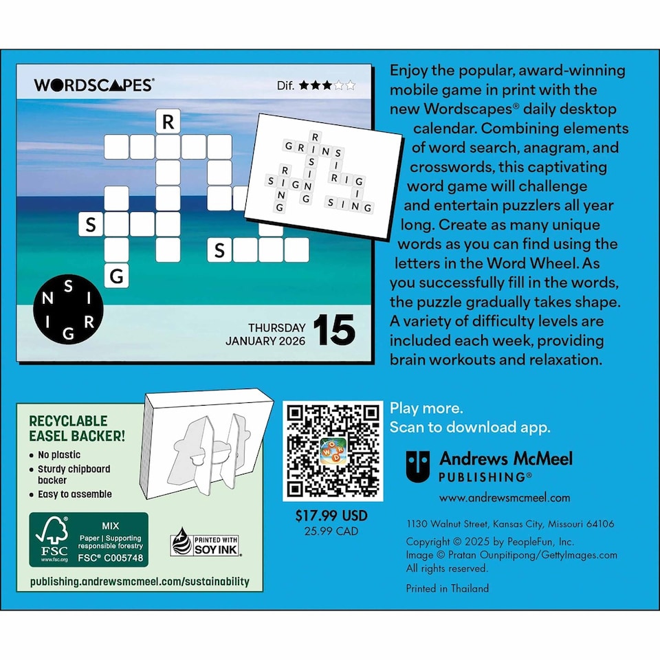 image 1 of Wordscapes® Puzzle Fun 2026 Day-to-Day Calendar