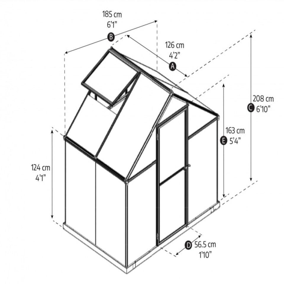 image 1 of Greenhouse Mythos 6 x 4 - Polycarbonate - L126 x W185 x H208 cm - Green