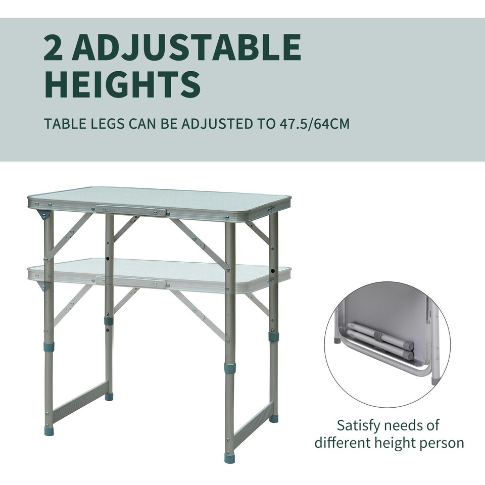 image 1 of Outsunny Garden Aluminium Table Folding Picnic Table for Camping