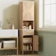 image 2 of HOMCOM 168 cm Tall Bathroom Cabinet, Freestanding Slim Bathroom Storage Cabinet with Silent-Glide Drawer, Adjustable Shelves, 2 Cupboards and Groove Doors, Oak