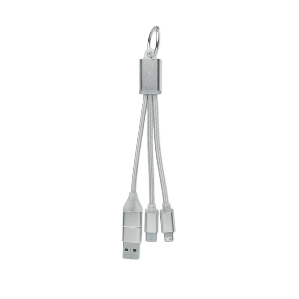 image 1 of MidOcean 4 in 1 Keyring Charging Cable - Silver - One Size