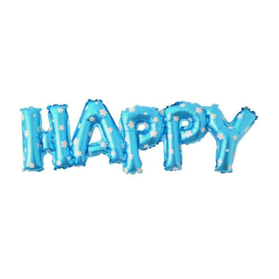 Realmax Happy Text Foil Balloon - Blue - One Size