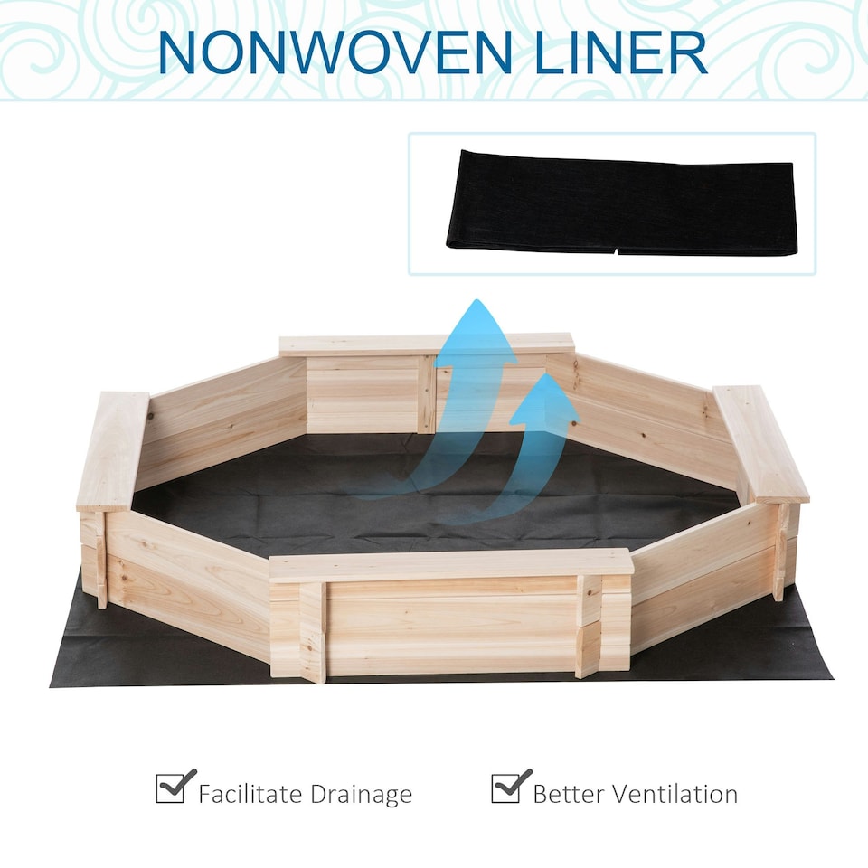 image 1 of Outsunny Kids Wooden Sand Pit Children Sandbox with Cover Outdoor Playset