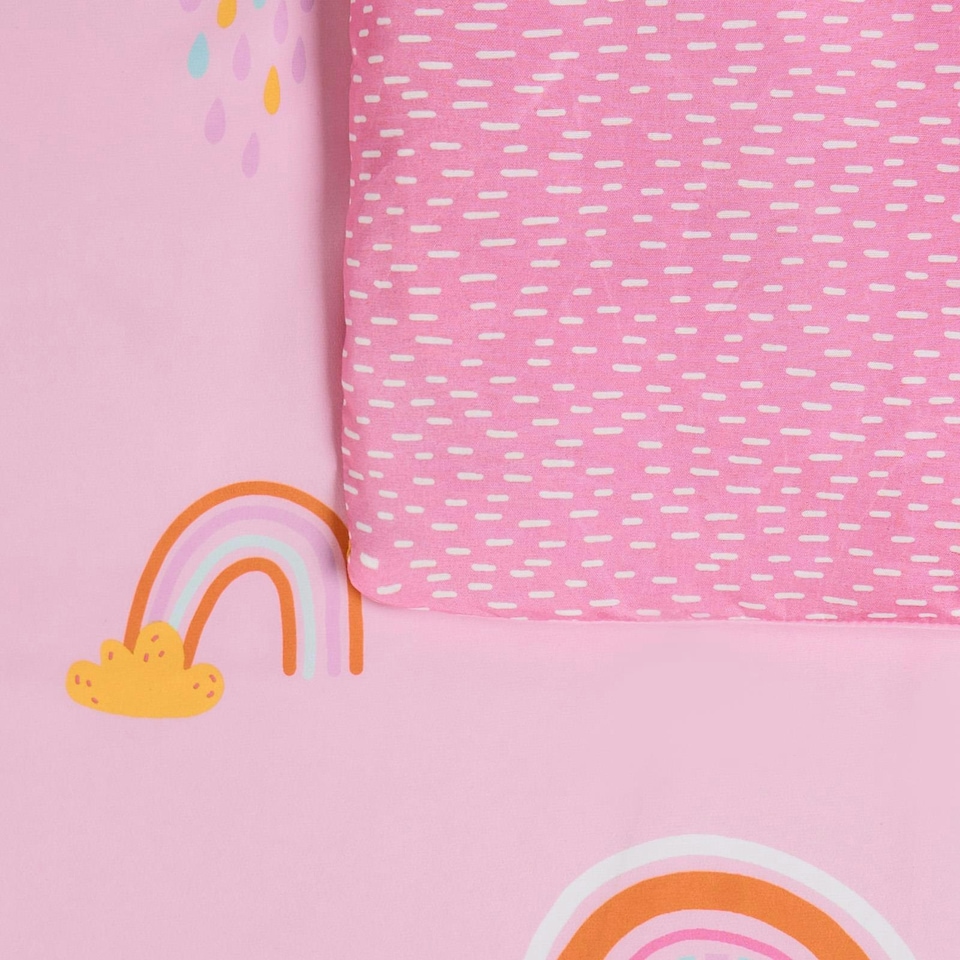 image 1 of OHS Kids Bright Rainbow Reversible Duvet Cover and Pillowcase Set, Single - Pink