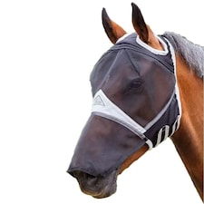 Shires Fine Mesh Ear Holes Horse Fly Mask With Nose - Black - Small Pony