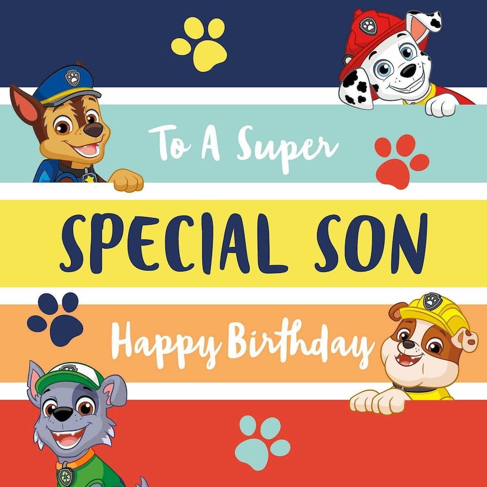 image 1 of Paw Patrol Birthday Card, To A Super Special Son