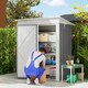 image 2 of Outsunny 5x3ft Garden Shed, Steel Small Shed, Outdoor Leanto Shed with Adjustable Shelf, Lock and Gloves for Patio, Garden, Grey with Foundation Kit