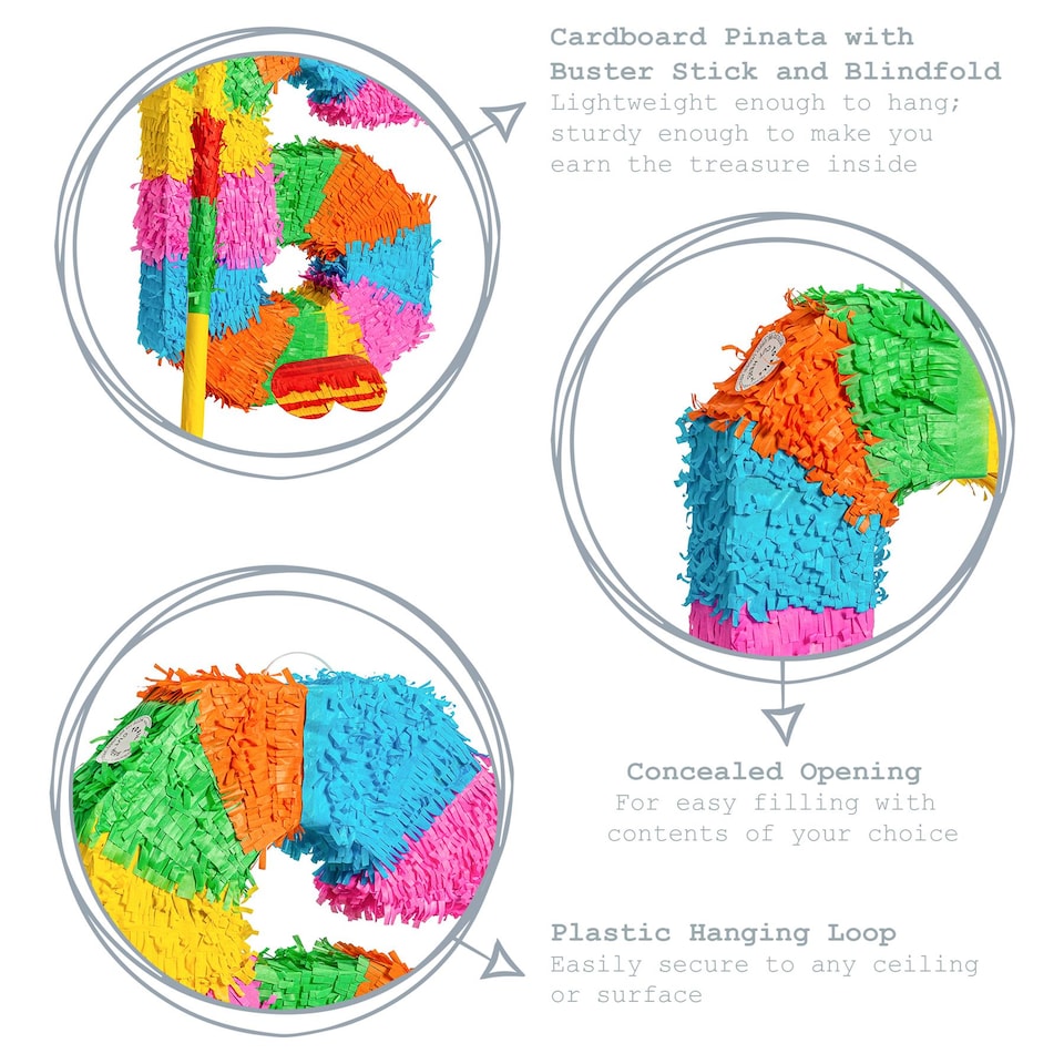 image 1 of Pinatas Number 6 Cardboard Pinata, Stick and Blindfold Set - W35cm x D7.5cm x H50cm - Multi