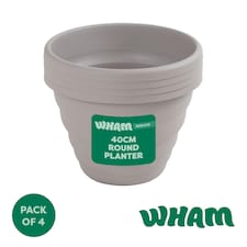 Wham Beehive 4 x 40cm Round Plastic Garden Planters | Grey | Fawn