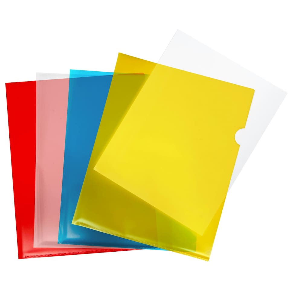 image 1 of Pack of 200 A4 Assorted Colour L Shaped Open Top and Side Report File Folders