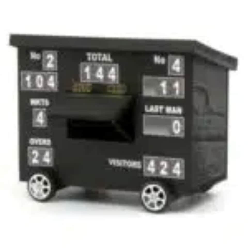 image 1 of Cricket Scoreboard Desk Tidy Organiser Wooden Storage Box