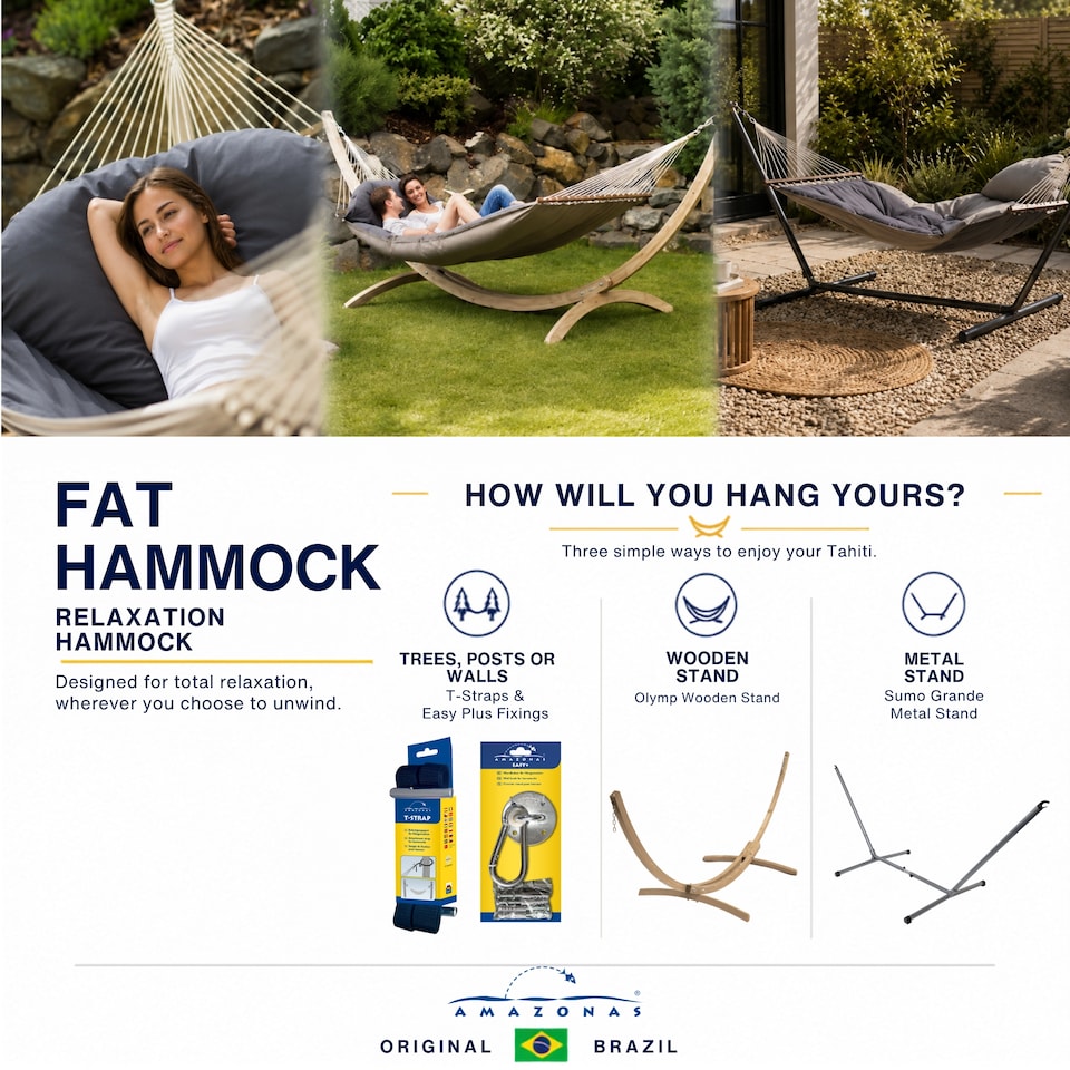 image 1 of Amazonas Padded Outdoor Garden Hammock – Fat Hammock Red