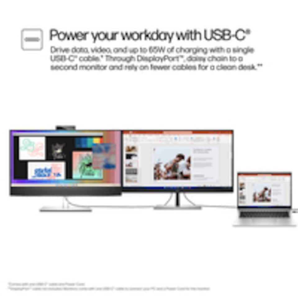 image 1 of HP E-Series E27m G4 QHD USB-C Conferencing Monitor, 68.6 cm (27"), 2560 x 1440 pixels, Quad HD, LCD, 5 ms, Black, Silver | Black | Black, Silver | 59.7 cm