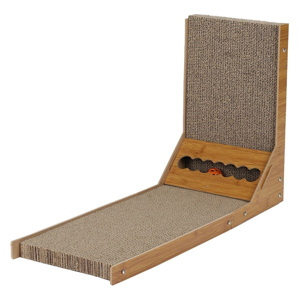 Living and Home Corrugated L-shaped Cat Scratcher with Toys