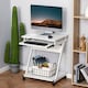 image 7 of HOMCOM Movable Computer Desk with 4 Moving Wheels Sliding Keyboard Tray Home Office Workstation White