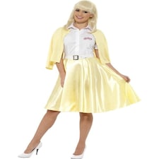 Grease Sandy Costume - Yellow - with Skirt - Shirt - Mock Cardigan - Belt & Headband - 42900M
