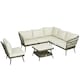 image 1 of Outsunny Rattan Corner Sofa, Rattan Garden Furniture w/Glass Top Two-tier Table