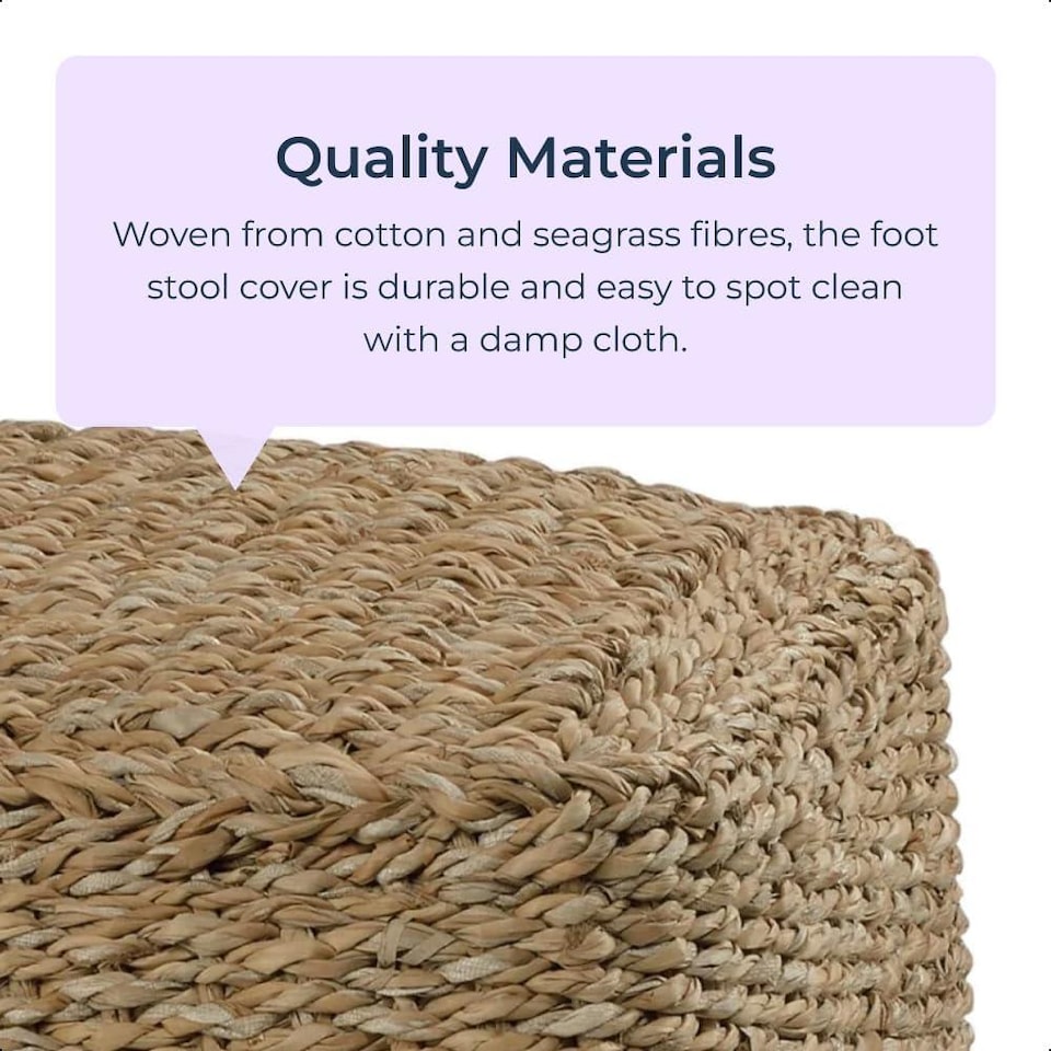 image 1 of Square Natural Jute Pouffe Ottoman Footstool