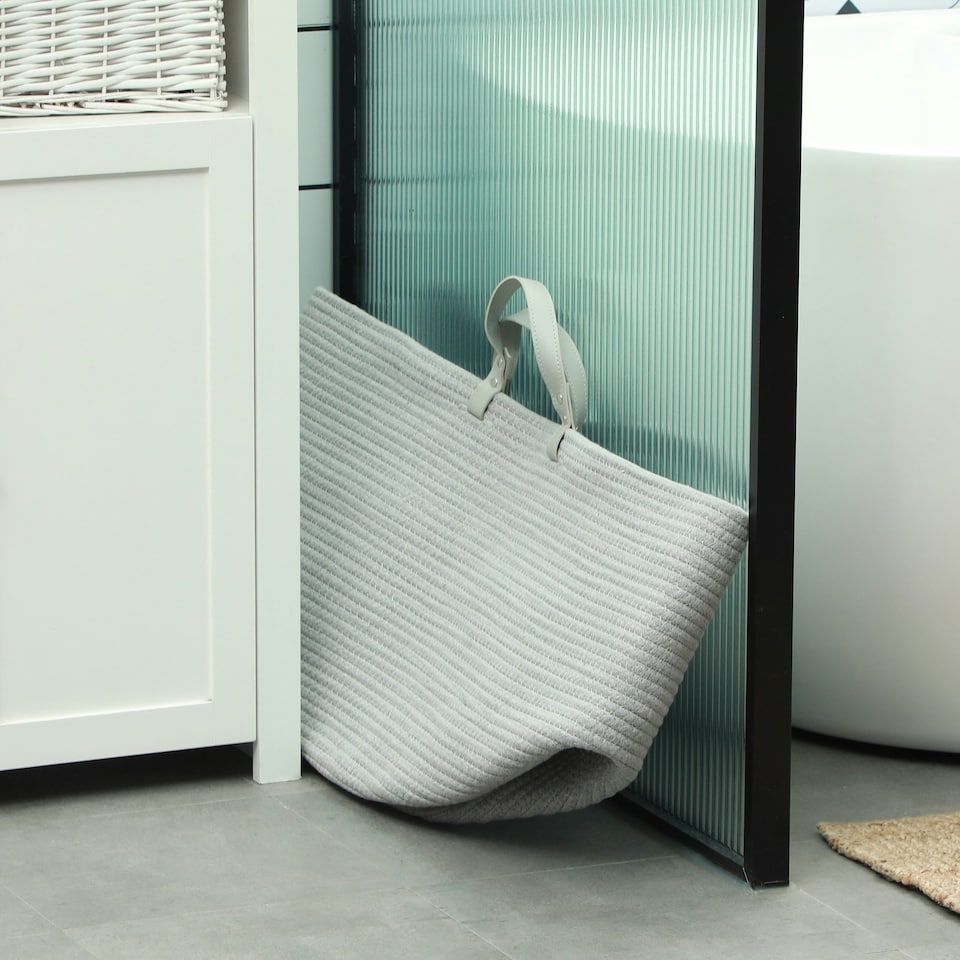 image 1 of HOMCOM 88L Cotton Rope Laundry Basket with Handles for Pillows Clothes Grey
