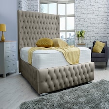 Dino Plush Double Bed Frame - Grey