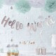 image 2 of Rose Gold Hello World Baby Arrival Foiled Cardboard Letter Banner 150cm