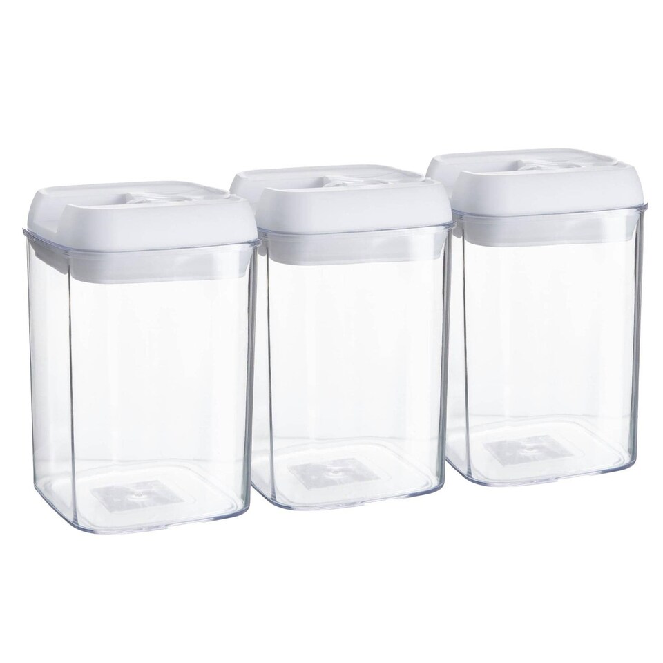 image 1 of Argon Tableware 6x Food Storage Containers - 800ml - White Airtight Plastic Storage Pantry Food Organiser with Flip Lock Lid