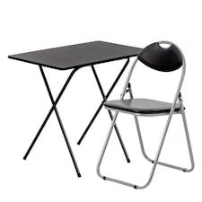 Harbour Housewares Wooden Folding Desk & Chair Set - Black/Black | Black | Black/Black
