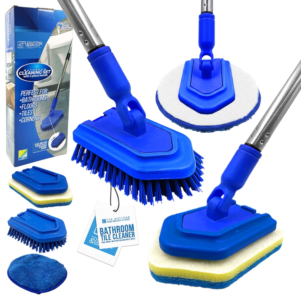 image 1 of Bathroom Cleaning Set Long Handled Tile Cleaning Kit