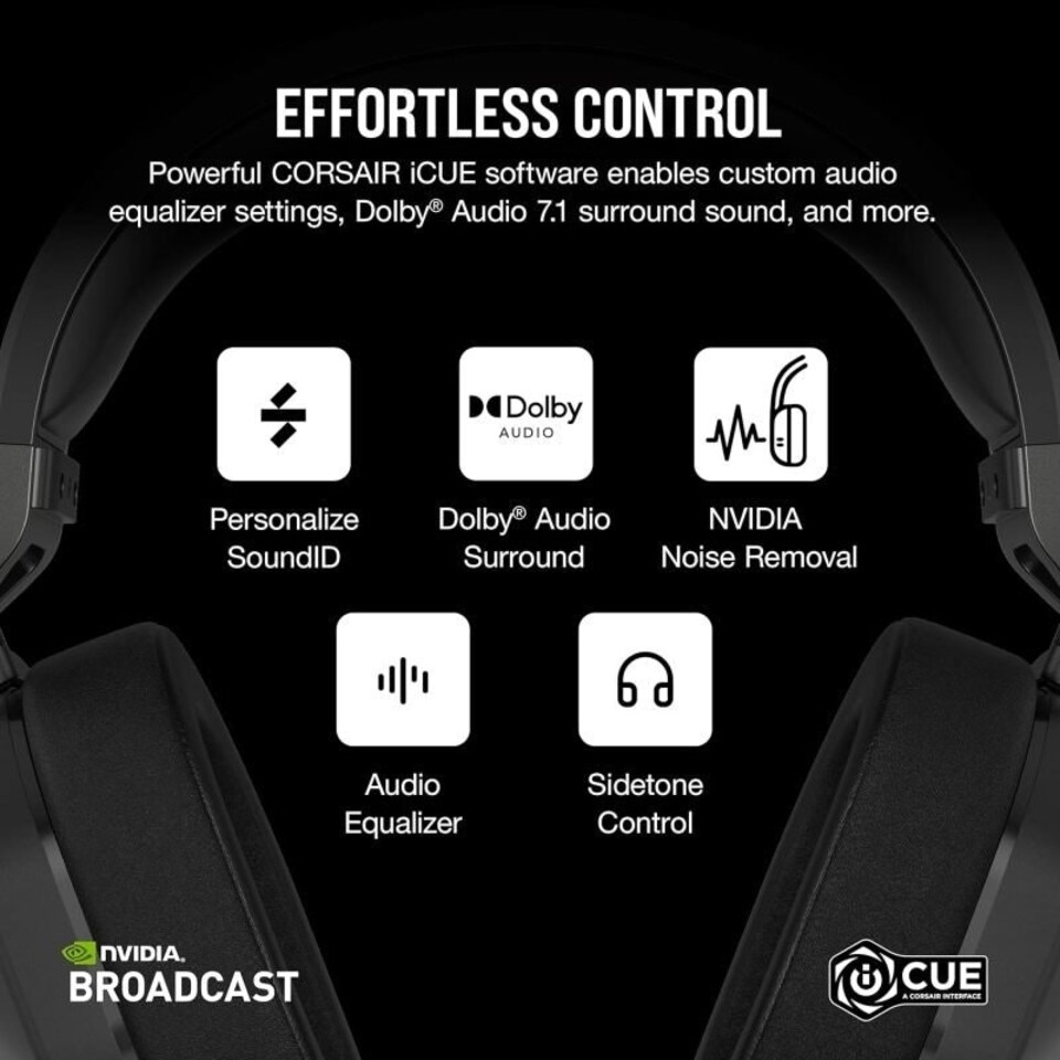 image 1 of Corsair HS65 Wireless Gaming Headset - Black