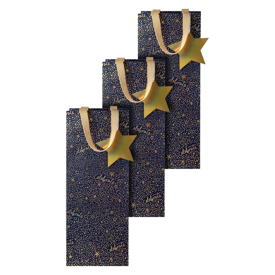 image 1 of Hallmark Pack Of 3 Bottle Bags - Stars And Celebrate Design