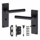 image 1 of Golden Grace Bathroom Set T-Bar Lever Backplate Door Handle Matt Black Finish - 150mm x 40mm Black