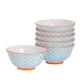 image 1 of Nicola Spring Hand-Printed Cereal Bowls - 16cm - Blue - Pack of 6 | Multi | Multi