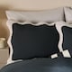 image 4 of OHS Wavy Edge Bedding Set Microfibre Duvet Cover with Pillowcase | Black | Black/Stone | Double
