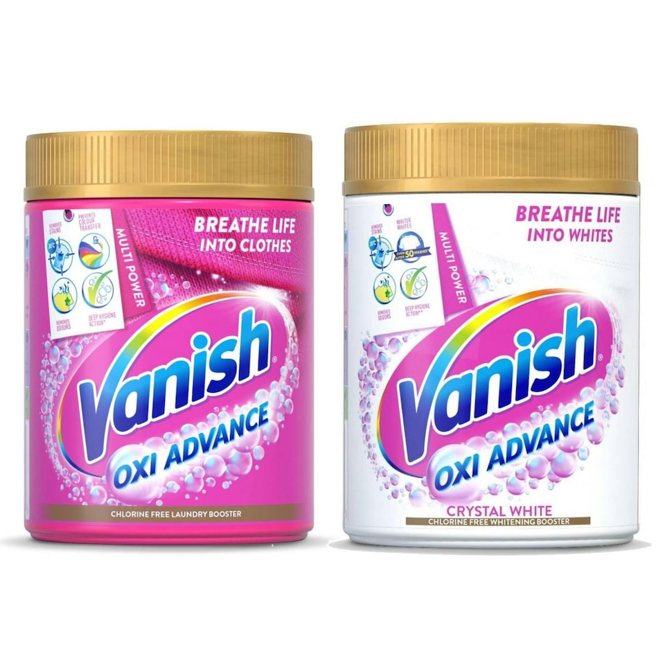 image 1 of 2 x Vanish Gold Oxi Powder Fabric Stain Remover Colours & Chrystal Whites 1.4kg