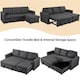 image 3 of Yaheetech Sectional Sofa with Chaise L-Shaped Sofa Bed and Pull Out Bed Storage