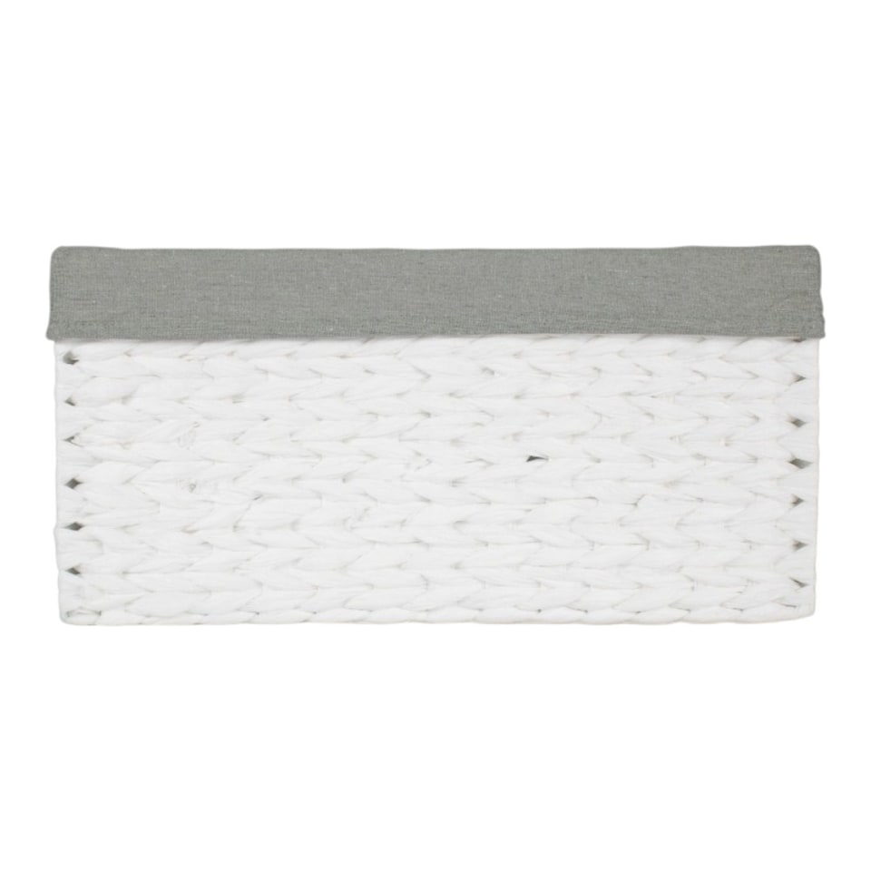 image 1 of Medium Paper Rope Rectangular Storage Basket with Grey Cotton Lining | Grey | Grey | M