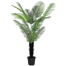 HOMCOM 175cm Artificial Areca Palm Tree with PE Leaves and Flocked Soil Green | One Size