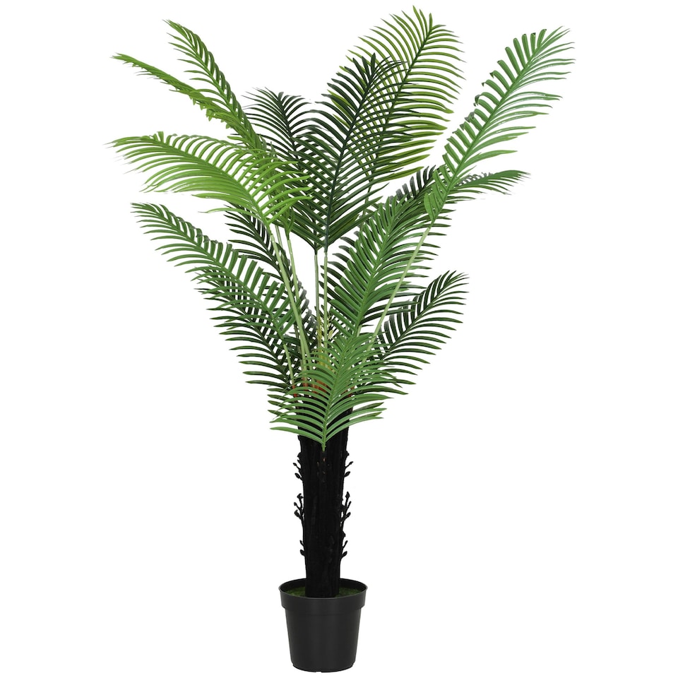 image 1 of HOMCOM 175cm Artificial Areca Palm Tree with PE Leaves and Flocked Soil Green | One Size
