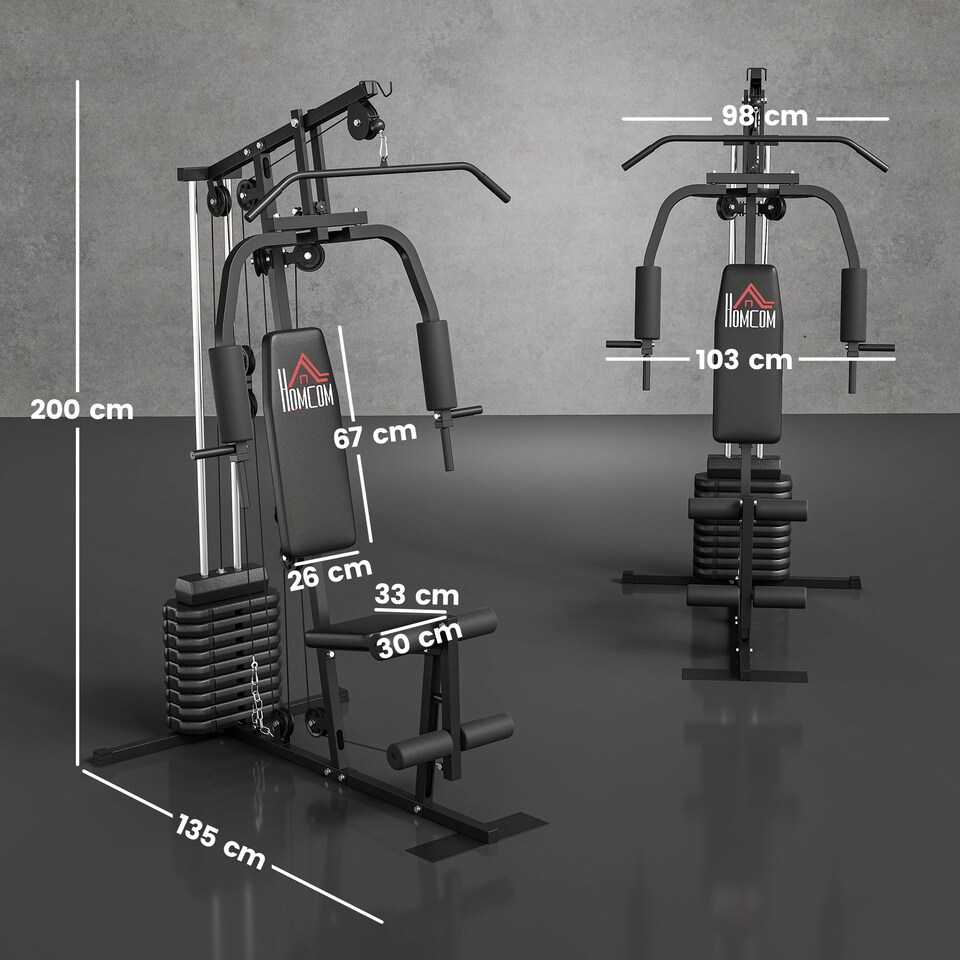 image 1 of HOMCOM Multifunction Home Gym Machine with 45kg Weights for Full Body Workout