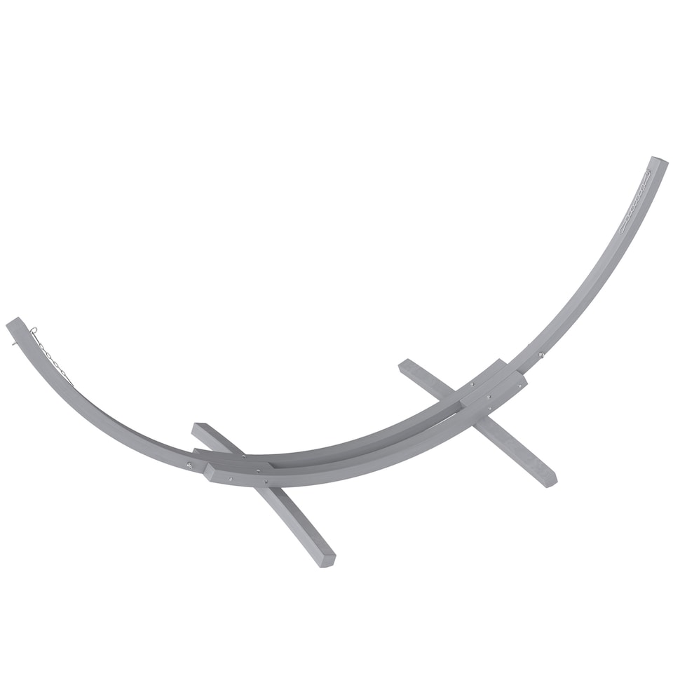 image 1 of Outsunny 3(m) Wooden Hammock Stand, 1 Person Hammock Frame with Chain and Safety Buckles, Pine Wood Arc Stand for Garden, Patio, Outdoor and Indoor, Grey | Grey | Grey