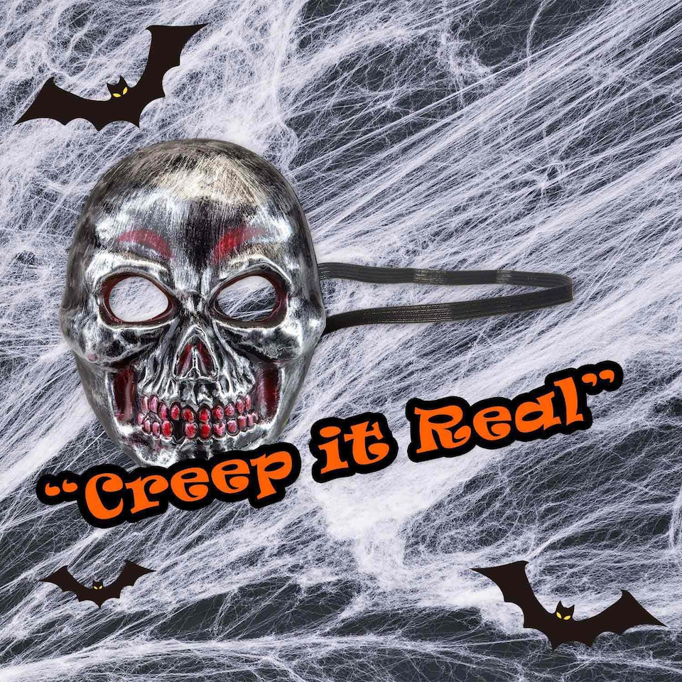 image 1 of vfm-estore Silver Skull Mask for Halloween Parties, Trick-or-Treat Costume Accessory