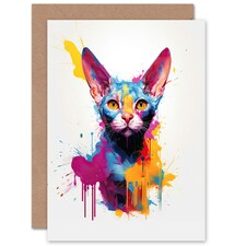 Devon Rex Lover Gift Pet Portrait Purple Art Card