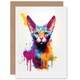 image 1 of Devon Rex Lover Gift Pet Portrait Purple Art Card