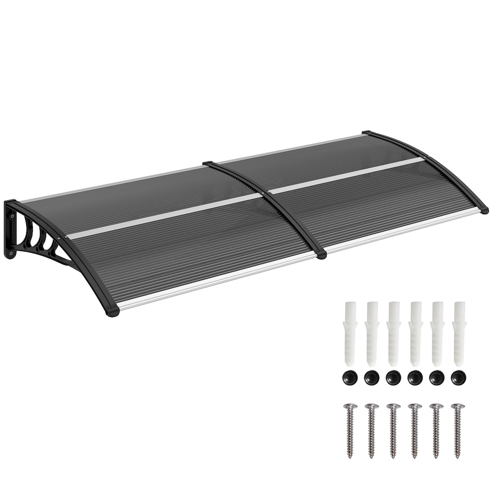 image 1 of Outsunny Door Canopy Awning Outdoor Window Rain Shelter for Door 196 x 75cm | Black | Black | 1