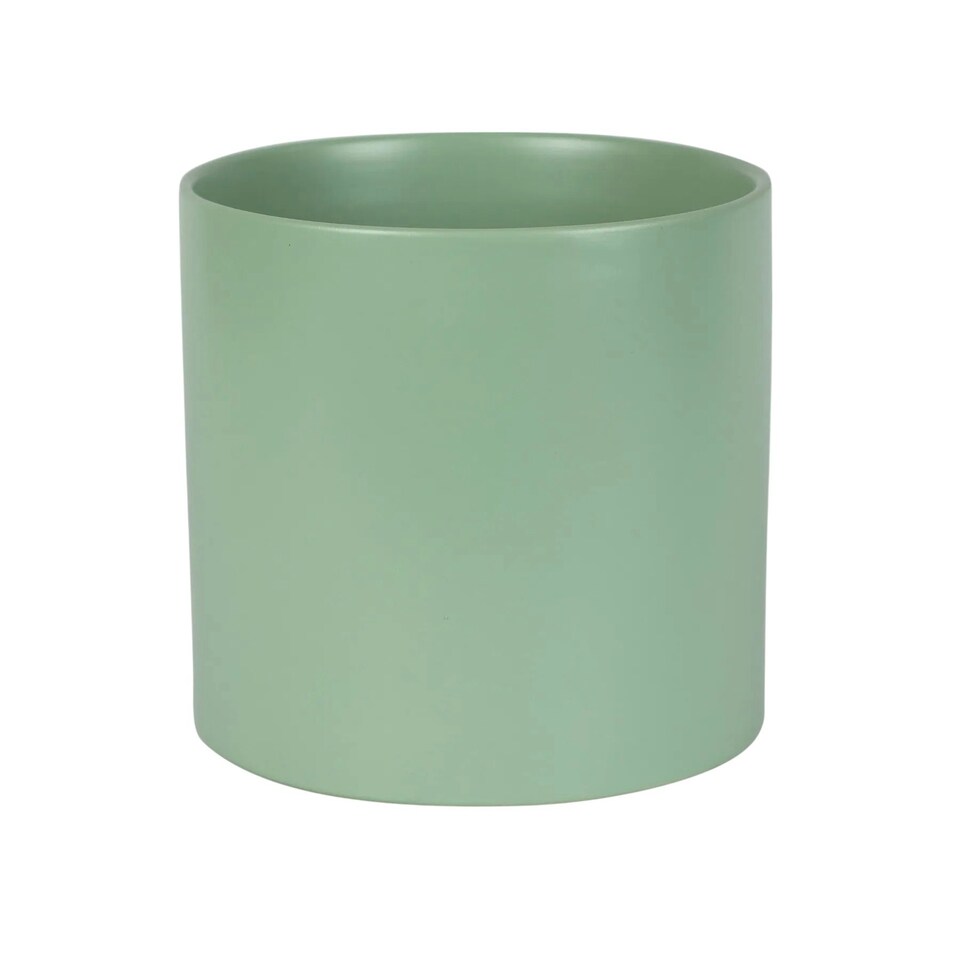 image 1 of Matte Sage Green Ceramic Indoor Plant Pot - H15 x W15.5cm Green