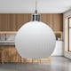 image 4 of Set of 2 Betchley - White Ribbed Glass Globe Easy Fit Pendant Shades | White | Medium | 2